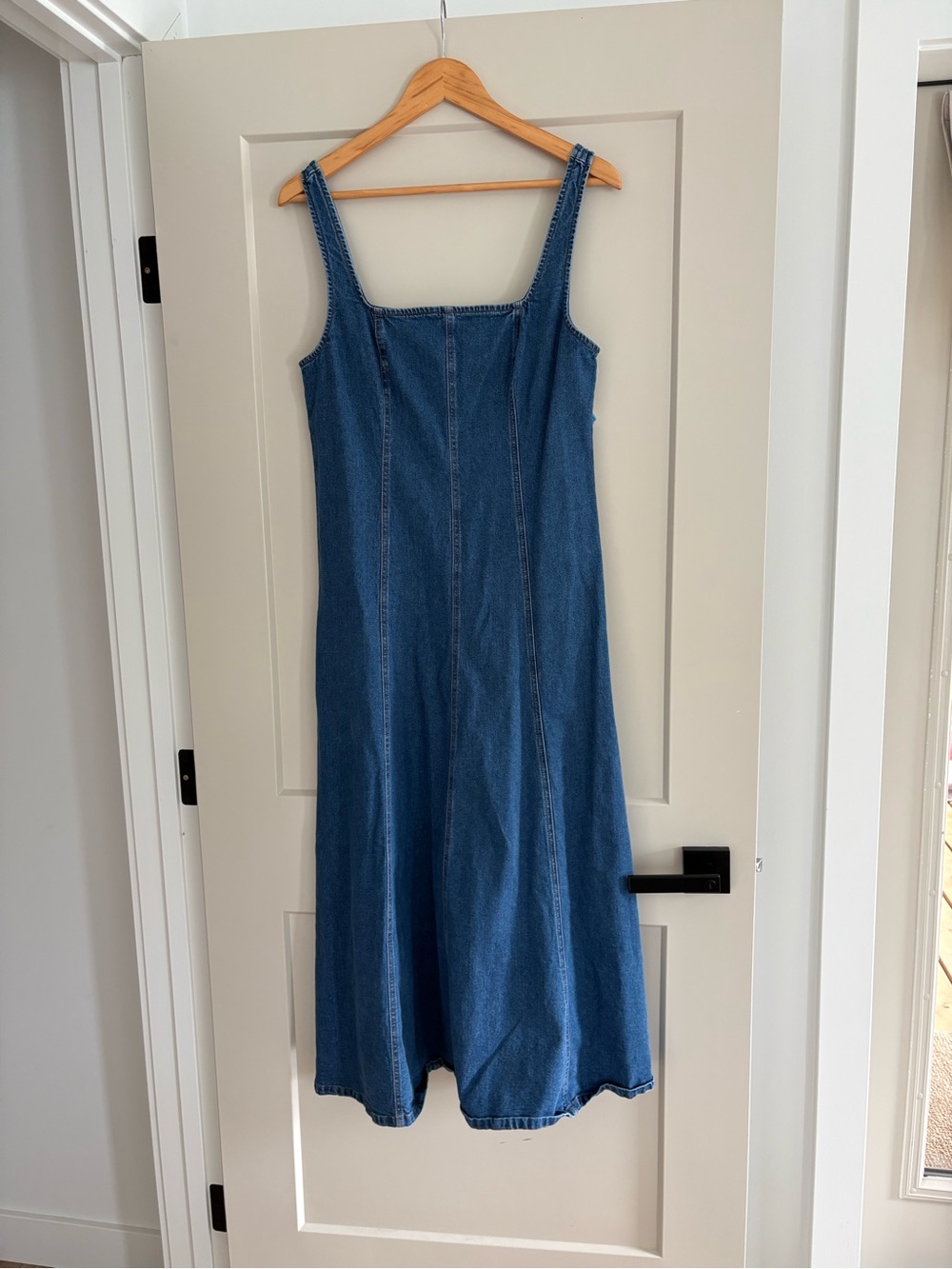 Old Navy Denim Blue Square-Neck Midi Dress